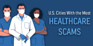 A header image for a blog about healthcare scam frequency